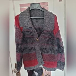 Red and Grey Chunky Cardign